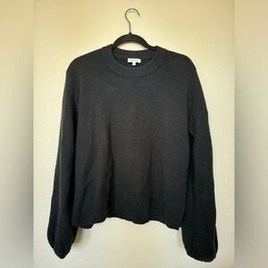 Madewell Black Sweater with bubble hemmed sleeve details - size S